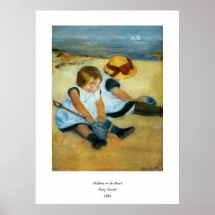 Póster Filhos de Mary Cassatt na praia (1884)