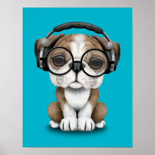 Póster Filhote de cachorro bonito customizável DJ do