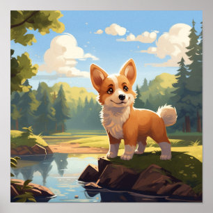 Poster Filhote de cachorro Corgi galês fofo