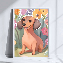 Poster Filhote de Dachshund | Arte de Cachorro de Aquarel