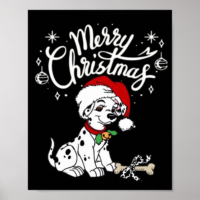 Poster Filhote de dálmata com chapéu de Natal de Natal  (Frente)