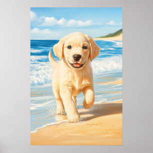 Poster Filhote de Labrador Retriever na Praia
