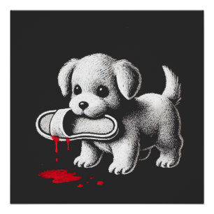 Póster Filhote Fofo com Camisa de Pantufo Humor Negro Ama