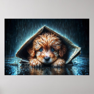 Poster Filhote molhado e liso que procura calor e confort