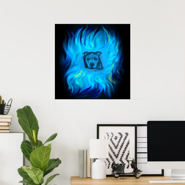 Poster Filhote Staffy Azul (Escritório em casa)