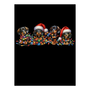 Póster Filhotes de Dachshund de Natal
