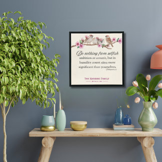 Poster Filipenses 2:3 Birds & Blossoms Escritura Familiar