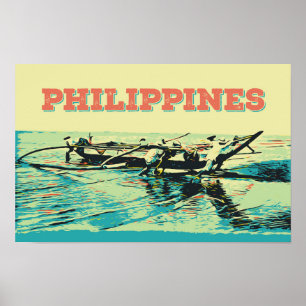 Poster Filipinas, cena de pesca nas ilhas Visayas
