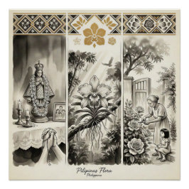 Póster Filipinas Flora- Sampaguita · Waling-Waling · Rosa
