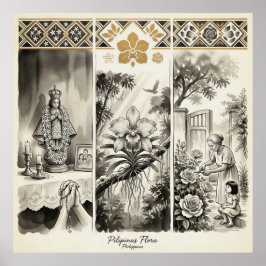 Poster Filipinas Flora- Sampaguita · Waling-Waling · Rosa