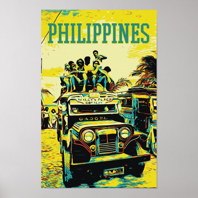 Poster Filipinas, jeepney sobrecarregada (Frente)