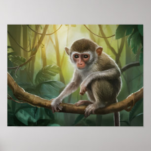 Poster Filipinas: Macaco Tarsier em Habitat Natural
