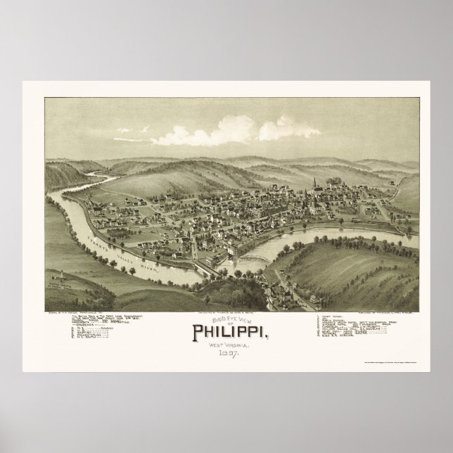 Poster Filipinas, Mapa Panorâmico do WV - 1897 (Frente)