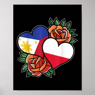 Poster Filipinas Polônia Flag Heart Half Filipino Half P