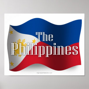 Póster Filipinas que acenam a bandeira