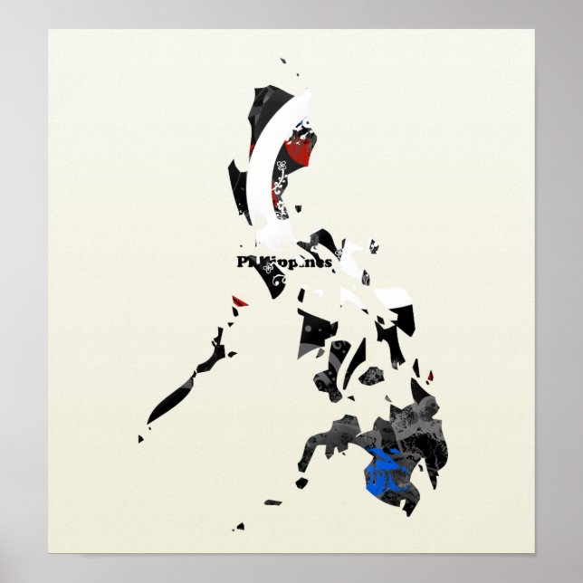 Póster Filipinas: Trendy Peace Sign com mapa das Filipina (Frente)