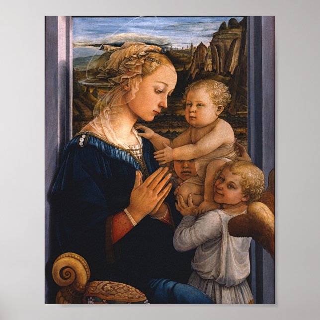 Poster Filippo Lippi - Madonna E Criança Com Dois Ângulos (Frente)