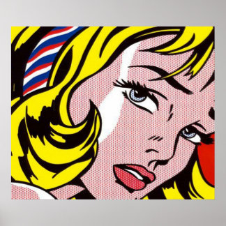 Poster Fille avec le ruban de cheveux roy lichtenstein
