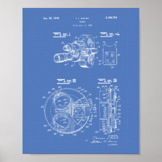 Póster Filme Câmera 1940 Patent Art - Blueprint