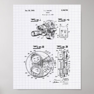 Póster Filme Camera 1940 Patent Art - Lined Peper