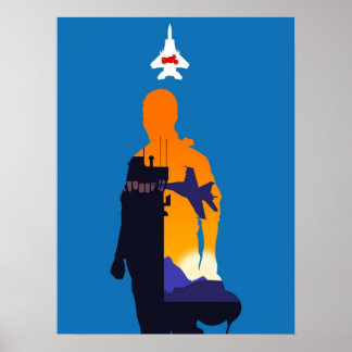 Poster Filme de Estilo de Silhueta Minimalista do Piloto 