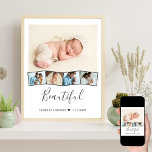 Poster Filme de Foto de Bebê Fita de Imagem Zigzag Person<br><div class="desc">Poster de colagem de fotos de bebê com texto personalizado e faixa de fotos ziguezague. O modelo está pronto para que você adicione cinco fotos - a foto principal será usada como fundo e as 4 fotos restantes serão colocadas em uma faixa de fotos ziguezague na parte inferior. Este design...</div>