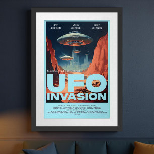Poster Filme de OVNI Sci Fi Personalizado Retroativo
