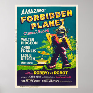 Poster Filme de Vintage do Planeta Proibido de 1956