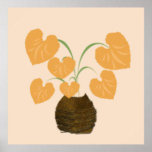 Poster Filodendron Plant in Copper Pote