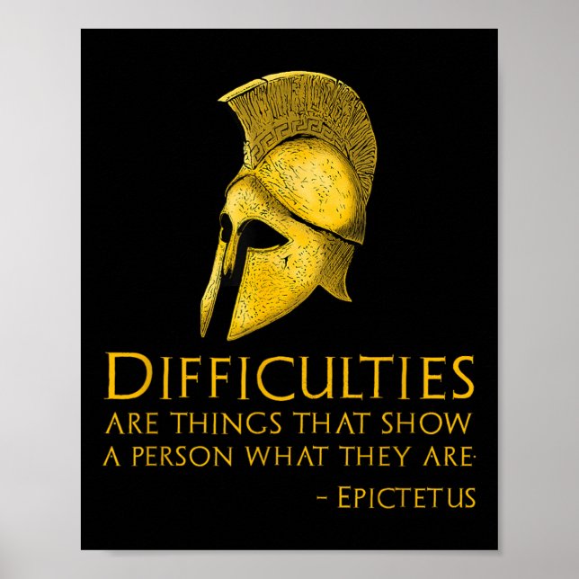 Poster Filosofia Motivacional Grega - Citação Epictetus - (Frente)