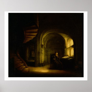 Poster Filósofo com livro aberto, 1625-7 (óleo no painel)