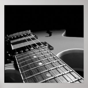 Póster Fim acima - B&W cinzento da guitarra elétrica