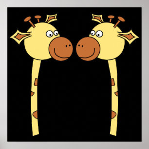 Póster Fim-acima de dois girafas. Desenhos animados