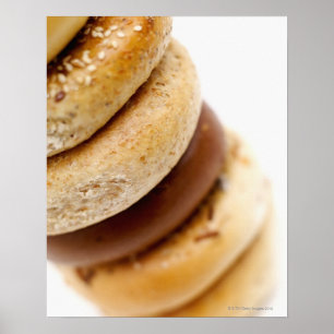 Poster Fim-acima de uma pilha de bagels assorted