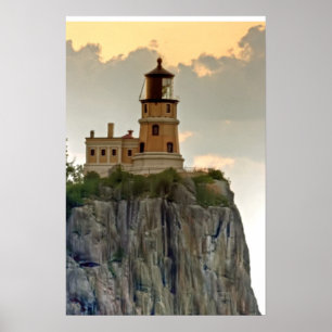 Poster Fim-acima rachado do farol da rocha