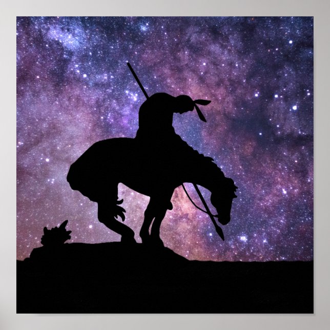 Poster Fim da silhueta de trilha com estrelas da Via Láte (Frente)