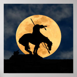 Poster Fim da silhueta de trilha com lua cheia