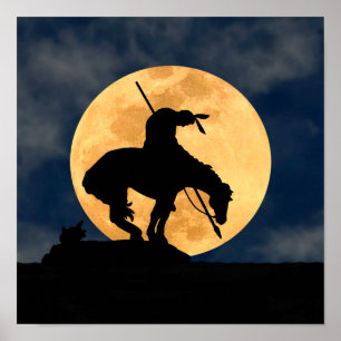 Poster Fim da Silhueta de Trilha com Lua Completa