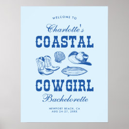 Poster Fim de Semana da Bachelorette Cowgirl Costeira