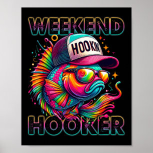 Poster Fim de semana divertido de pesca Colorido Tie Dye