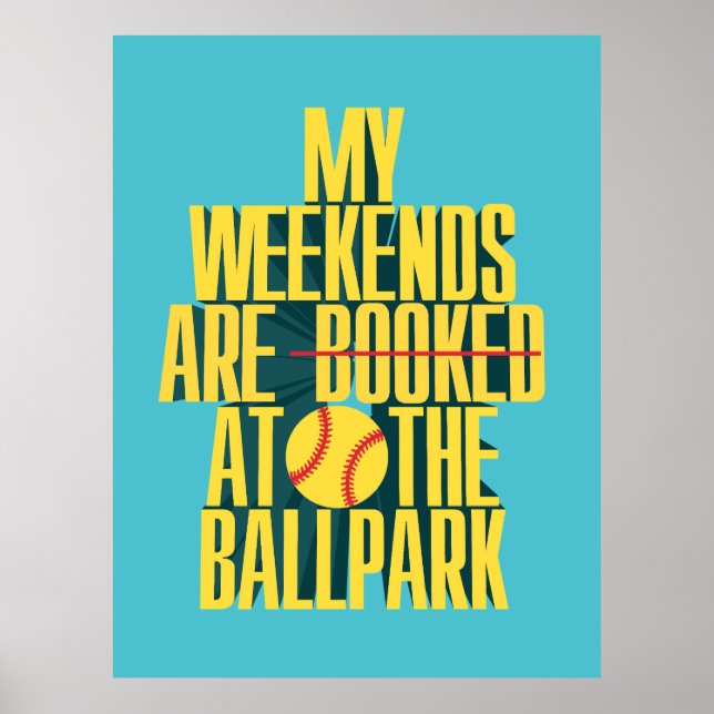 Poster Fim de Semana Divertido de Softbol no Estádio (Frente)