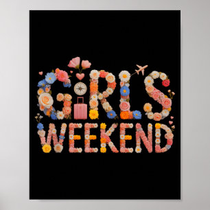Poster Fim de semana retrô de meninas férias de surf viag