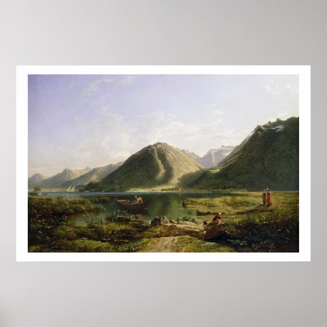 Poster Fim do lago de Genebra, 1835 (óleo na canvas) (Frente)