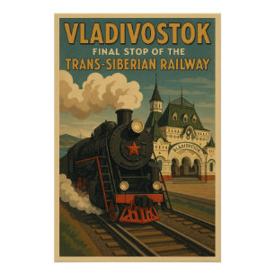 Póster Fim final da ferrovia Trans-Siberiana