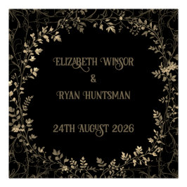 Póster Fim Floral Dourado e Preto da Sepia Luxuriosa