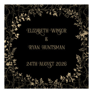 Póster Fim Floral Dourado e Preto da Sepia Luxuriosa