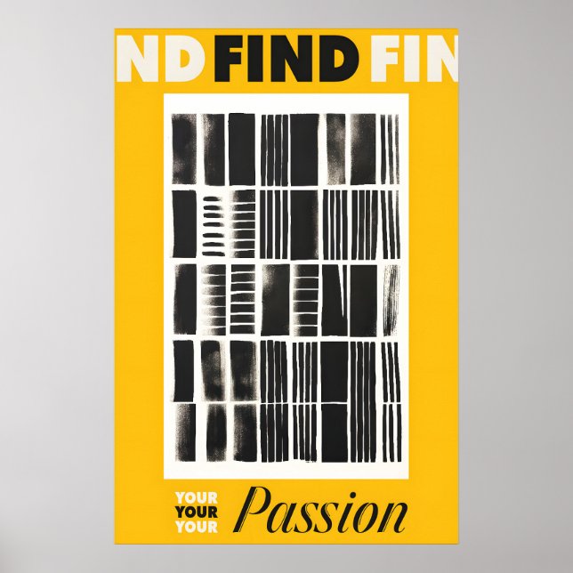 Poster Find Your Passion Art Print Yellow & Black (Frente)