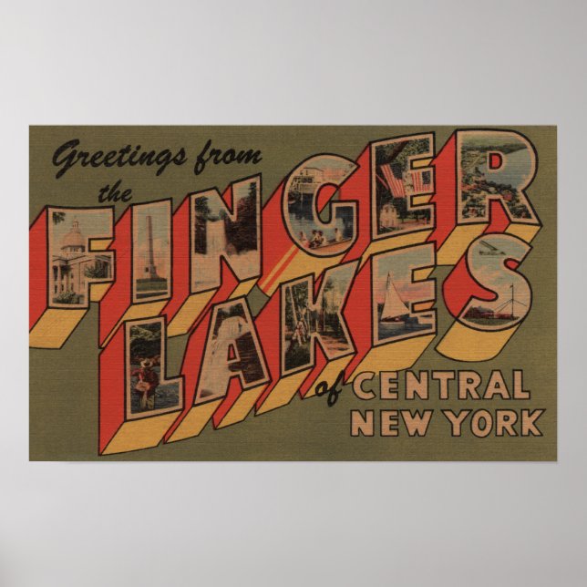 Poster Fingerlakes, Nova Iorque - Cenas com Letras Grande (Frente)
