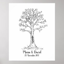 Póster Fingerprint tree, GuestBook, Thumbprint Tree