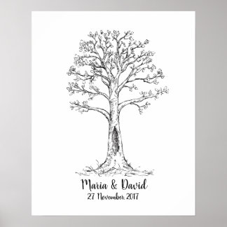 Póster Fingerprint tree, GuestBook, Thumbprint Tree